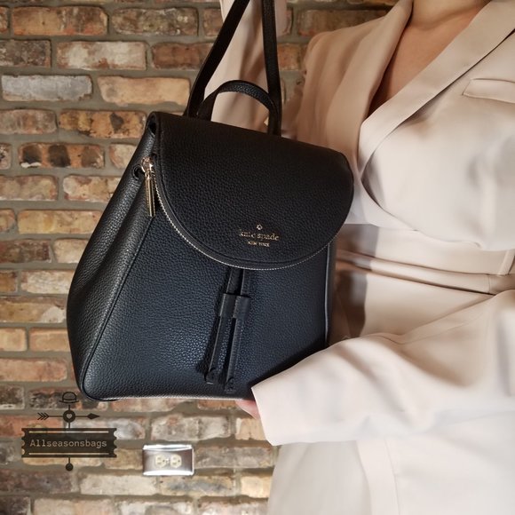 AUTHENTIC AND NEW  Kate Spade Medium Flap Backpack BLACK LEILA NWT Bookbag - Picture 13 of 13